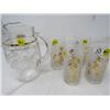 Image 1 : LOT OF 5 (4 MATCHING GLASSES) & JUICE PITCHER