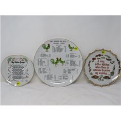 LOT OF 3 PICTURE PLATES (KITCHEN PRAYER, ETC)
