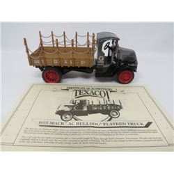 DIE CAST METAL COIN BANK (COLLECTORS SERIES, 1918 AC BULLDOG FLATBED TRUCK) *ERTL, N.O.S. TEXACO, LO