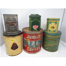 LOT OF 6 ASSORTED TINS (JACKSON, JUBILEE, HOME STYLE, ETC…)