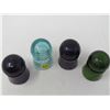 Image 2 : LOT OF 4 GLASS INSULATORS (2-PURPLE, 1-GREEN, 1-BLUE)