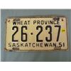 Image 1 : LICENSE PLATE (SASKATCHEWAN) *1951*
