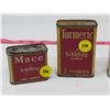 Image 2 : LOT OF 4 SPICE TINS (SCHILLING, NABOB) *ALLSPICE, TURMERIC, MACE*