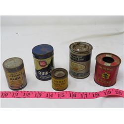 LOT OF 5 SHOP TINS (QUIK SEAL, IMPERIAL, ETC)