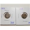 Image 1 : 1904, 1905, FIVE CENT SILVER COINS