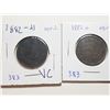 Image 1 : 1882H OBVERSE 1 AND 2 TYPE ONE CENT COINS
