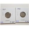 Image 1 : 1906, 1907  SILVER TEN CENT COINS