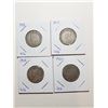 Image 1 : 1917, 18, 19, 20 SILVER TWENTY FIVE CENT COINS