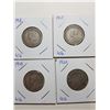 Image 2 : 1917, 18, 19, 20 SILVER TWENTY FIVE CENT COINS