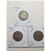Image 1 : 1912, 14, 16 SILVER TWENTY FIVE CENT COINS