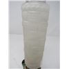 Image 2 : DECORATIVE TABLE LAMP (UNIQUE SHAPE) *FROSTED GLASS-NO VISIBLE BRAND* GLASS SHADE HAS CHIP ON BOTTOM