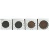 Image 1 : LOT OF 4 ASSORTED PENNIES AND HALF PENNIES( CANADIAN) *1837 TO 1857*