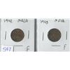 Image 1 : LOT OF 2 ASSORTED PENNIES ( CANADIAN) *1942 TO 1943*