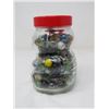 Image 2 : JAR OF MARBLES (LOTS OF MINIS IN A COLLECTIBLE BEAR PEANUT BUTTER JAR) *VINTAGE*