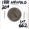 Image 2 : 20 CENT PIECE (NEWFOUNDLAND) *1881*