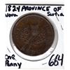 Image 2 : PROVINCE OF NOVA SCOTIA COLONIAL PENNY (3 LEAVES COIN AXIS) *1824* VARIETY