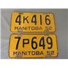 Image 2 : SET OF LICENSE PLATES (MANITOBA)