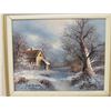 Image 2 : OIL PAINTING (BOHANAKA) *FRAMED WINTER SCENE 16.5” X 14.5”*