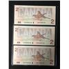 Image 1 : 1986 CANADIAN TWO DOLLAR SEQUENTIAL REPLACEMENT BANK NOTES
