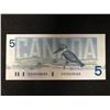 Image 2 : 1986 CANADIAN $5 BANK NOTE (RADAR NOTE)