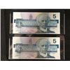 Image 2 : 1986 CANADIAN $5 BANK NOTES (SMALL P & F)
