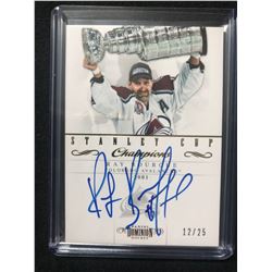 2010 PANINI HOCKEY #10 RAY BOURQUE AUTOGRAPHED 2001 STANLEY CUP WINNER CARD