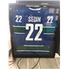 Image 1 : DANIEL SEDIN SIGNED VANCOUVER CANUCKS FRAMED HOCKEY JERSEY (BECKETT COA)