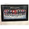 Image 1 : AUTOGRAPHED 500 NHL GOAL SCORERS 42" X 26" FRAMED PRINT W/ HOWE, HULL, BUCYK, BELIVEAU, LAFLEUR...