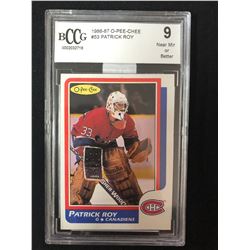 1986-87 O-Pee-Chee #53 Patrick Roy Rookie Card (9 Near Mint Or Better)