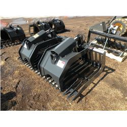 Stout 72" rock/brush grapple w/hose ends-tines 3 1/2" on center-New