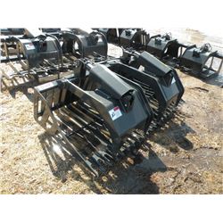 Stout 72" rock bucket/grapple w/hose ends-tines 3 1/2" on center-New