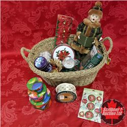 CHOICE OF 3 Seagrass Basket Lots: Christmas Theme (Doll, Tins, Ribbon, Candy Canes, Ornaments, etc!)