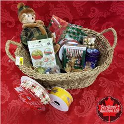 CHOICE OF 3 Seagrass Basket Lots: Christmas Theme (Doll, Tins, Ribbon, Candy Canes, Ornaments, etc!)