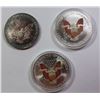 Image 2 : 3 COLORIZED AMERICAN SILVER EAGLES