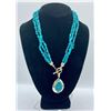 Image 2 : TURQUOISE & STERLING SILVER NECKLACE AND PENDANTS