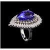 Image 4 : GIA Cert 19.38 ctw Tanzanite and Diamond Ring - 14KT White Gold
