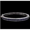 Image 1 : 3.40 ctw Sapphire and Diamond Bracelet - 14KT White Gold