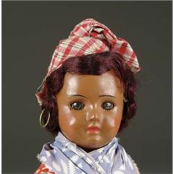 13” BROWN PAINTED BISQUE SFBJ DOLL