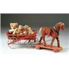 Image 1 : LOT CONSISTING OF A PULL-HORSE AND WAGON WITH FOUR BEARS
