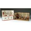 Image 1 : CAST IRON STOVE, TIN KITCHEN, AND LIVING ROOM DIORAMA WITH FURNISHINGS