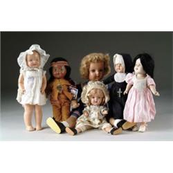 GROUP OF SIX COMPOSITION DOLLS