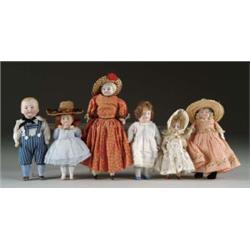 LOT OF SIX BISQUE DOLLS