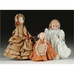 LOT OF THREE BISQUE HEADED DOLLS