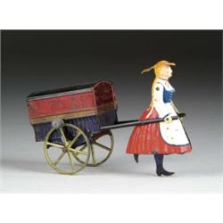 LADY PULLING CLOSED CART