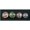 Image 1 : LOT OF 4 RIBBON CORE SWIRL MARBLES