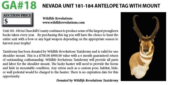 Nevada Unit 183 Antelope Tag With Mount