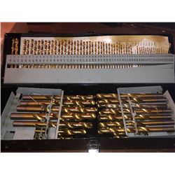 GOLD COATED LARGE ASSORTED DRILL BITS WITH CASE