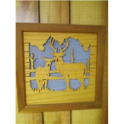 WOOD LASER ART BUCK & DOE WALL ART