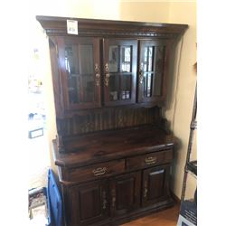 PINE TWO PIECE CUPBOARD IN DARK FINISH