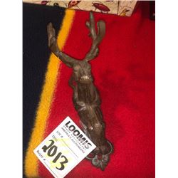 VINTAGE CAST IRON DOOR KNOCKER DEPICTING A BUCK